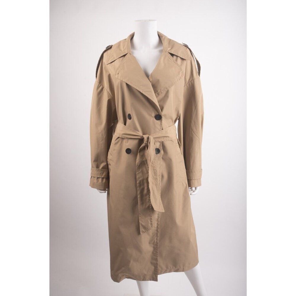 Zara Womans Trench Coat Raincoat Size L Large Beige Tan Belted 8073/046 NWT
